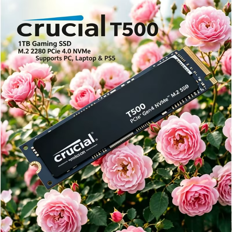 SSD de jeu M.2 2280 PCIe 4.0 NVMe, 1 To Crucial T500, vitesse maximale de 7300 Mo/s, OEM CT1000T500S