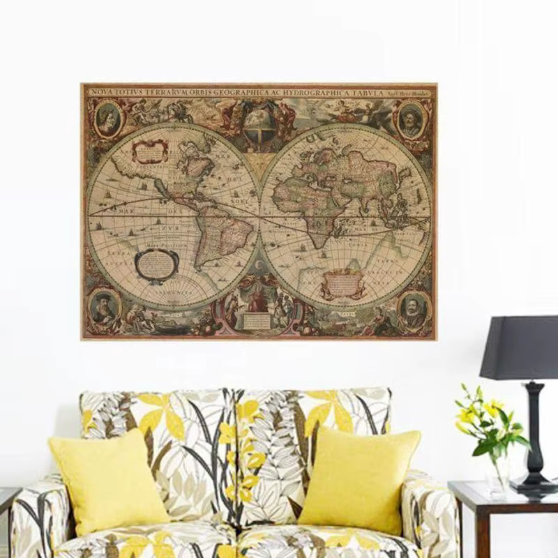 71x50cm rétro vintage Old World Carte Matte Brown Paper Affiche Home Decor Best Sale