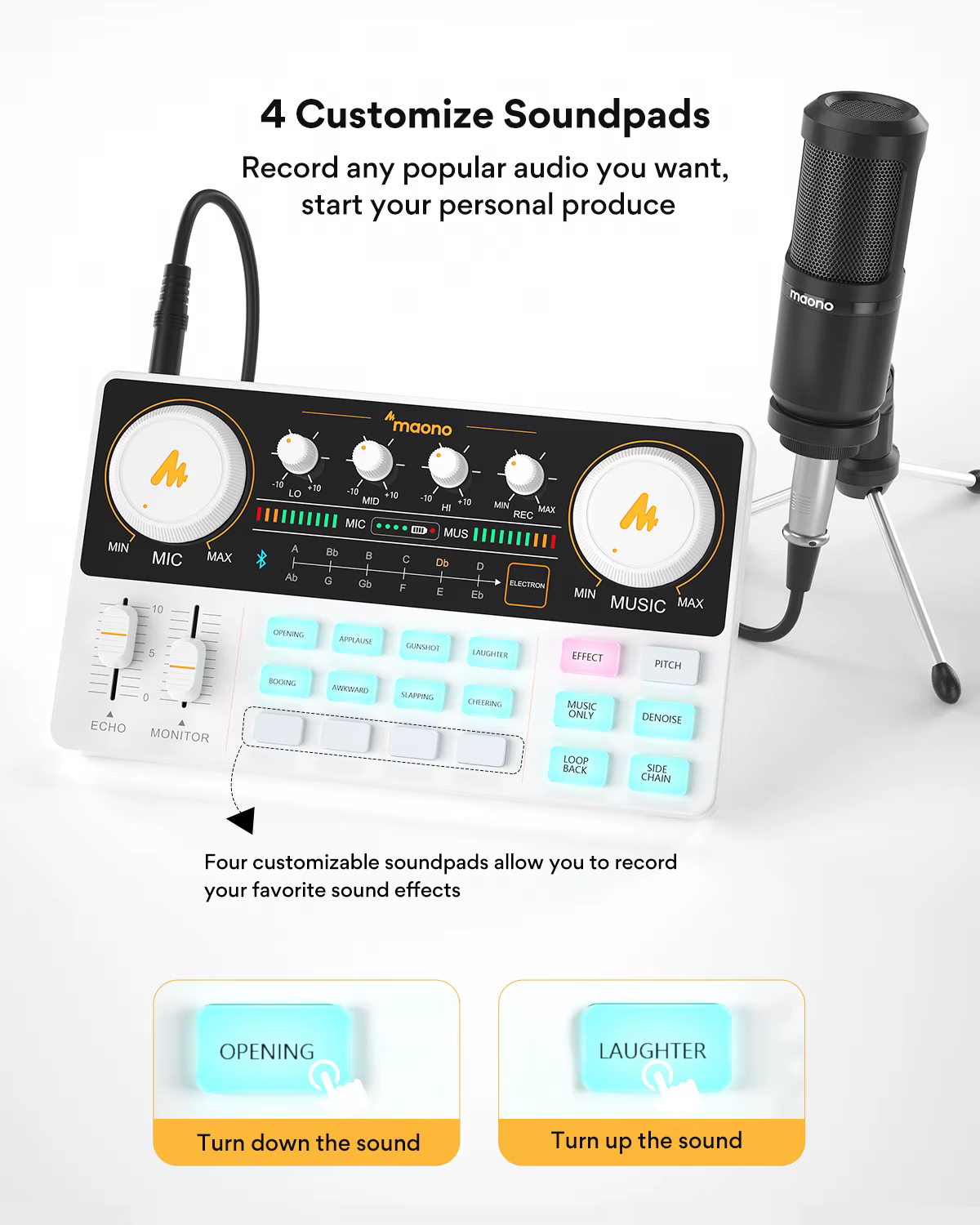 Ensemble carte son et microphone Maono AM200-S1, interface audio MaonoCaster avec micro à condensate