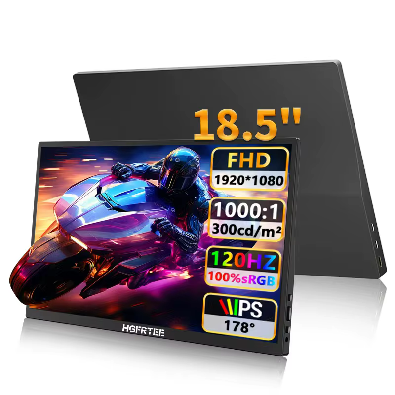 HGFRTEE Moniteur 18,5 pouces 120Hz 300Cd/m² 100% SRGB pour PC de jeu, écran d'ordinateur Mini HDMI-C