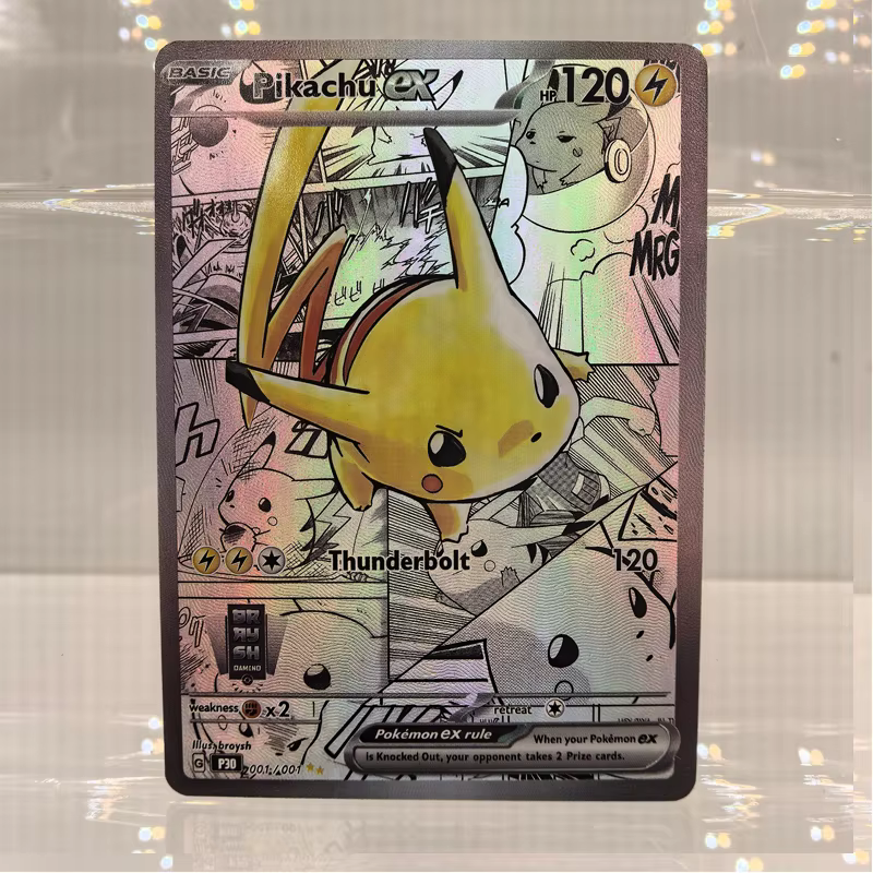 Cartes Pokémon DIY : Série Manga Anglaise – Pikachu Ex, Charizard, Meloetta, Reshiram, Zekrom, Mega 