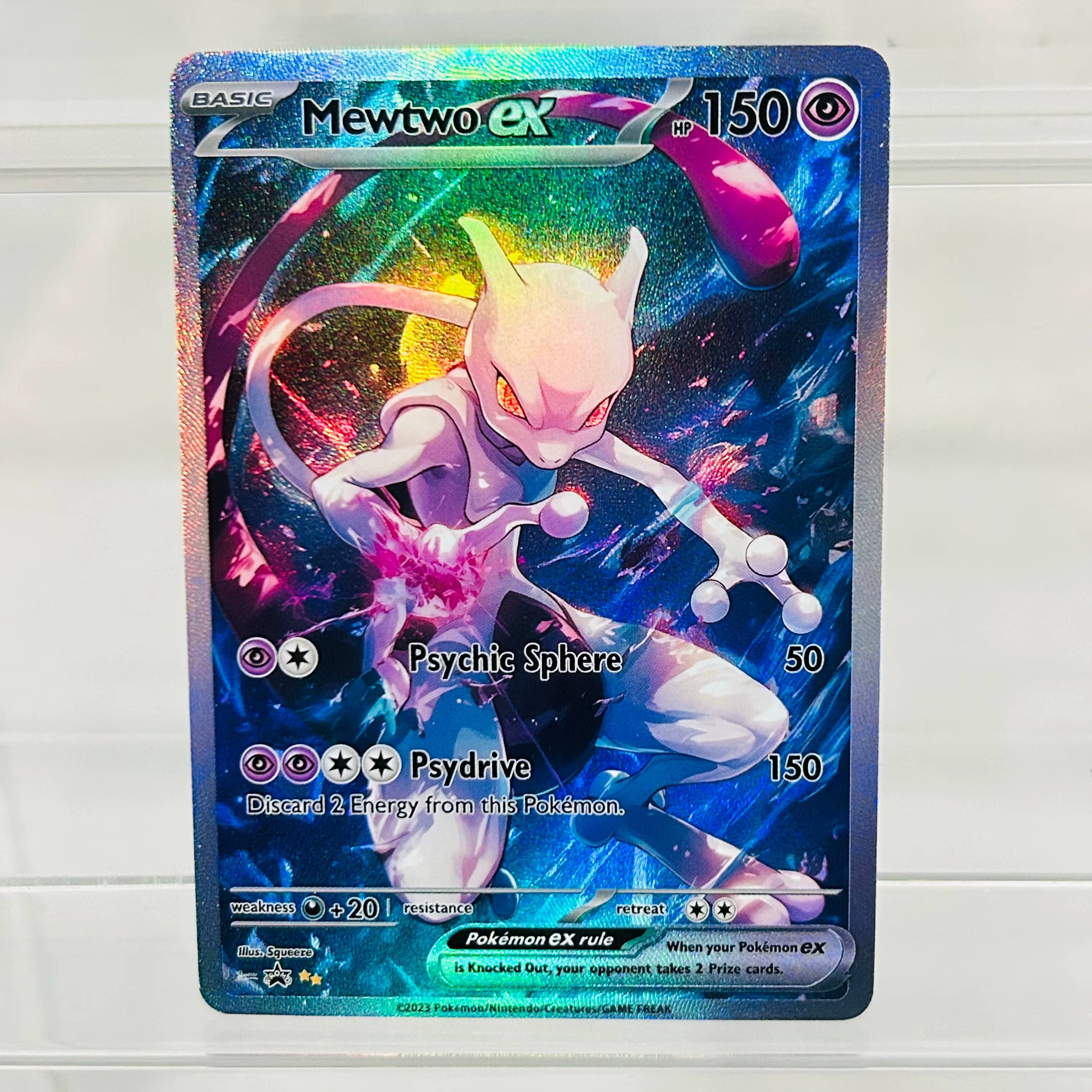 Carte Mewtwo ex English DIY avec texture holographique, en parfait état, carte de collection anime p