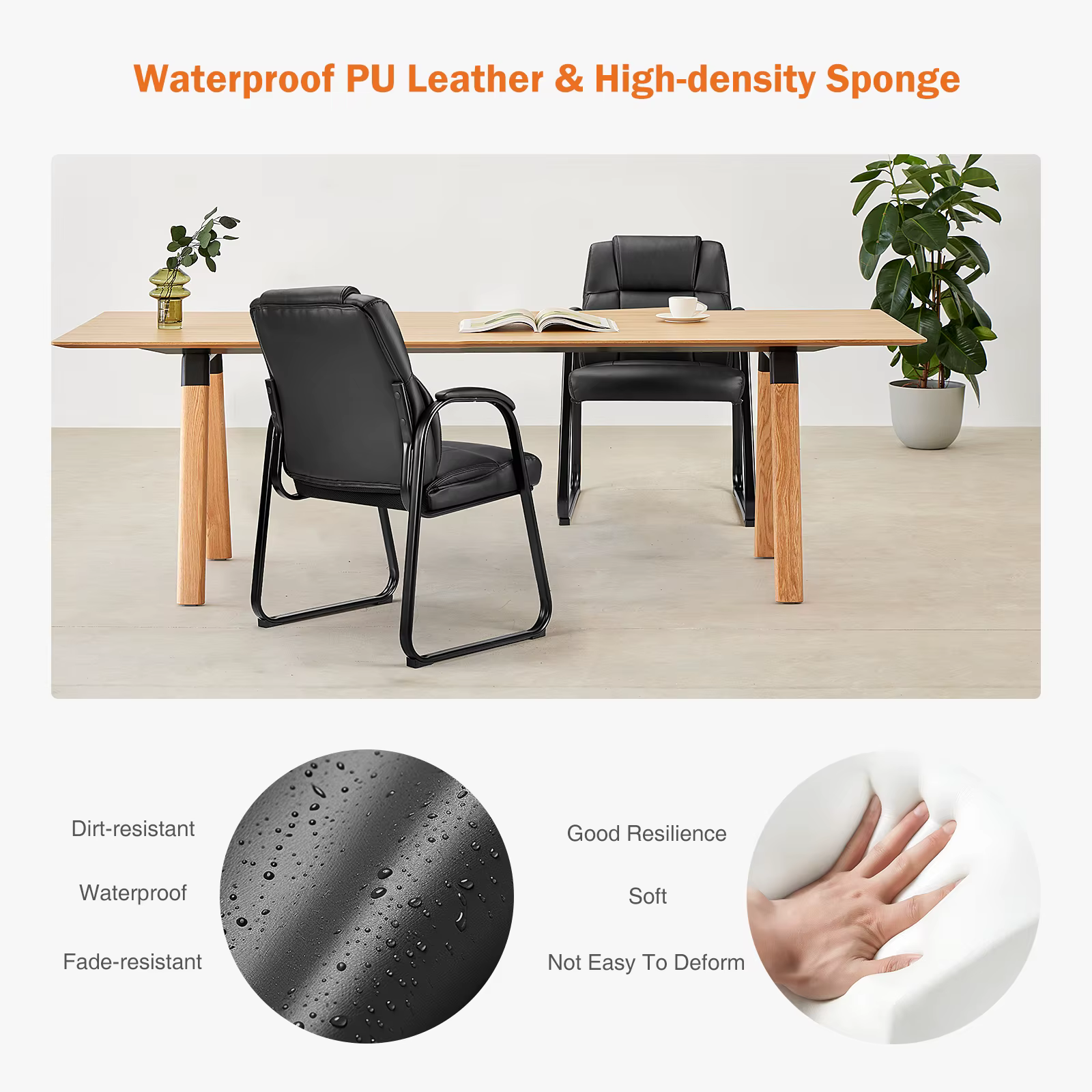 JHK dossier rembourré ergonomique salon chaise de jeu étanche en cuir PU siège de salle d'attente ép