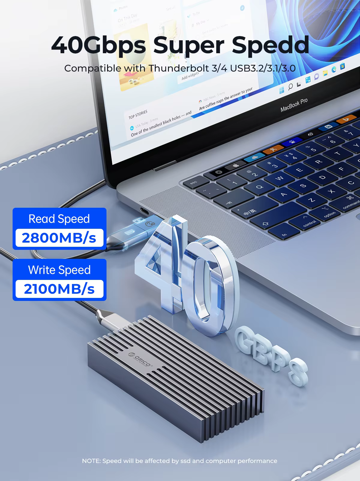 ORICO-Boîtier externe SSD NVMe M.2, USB 4, 40Gbps, PCIe 3.0x4, 20Gbps, 10Gbps, compatible avec Thund