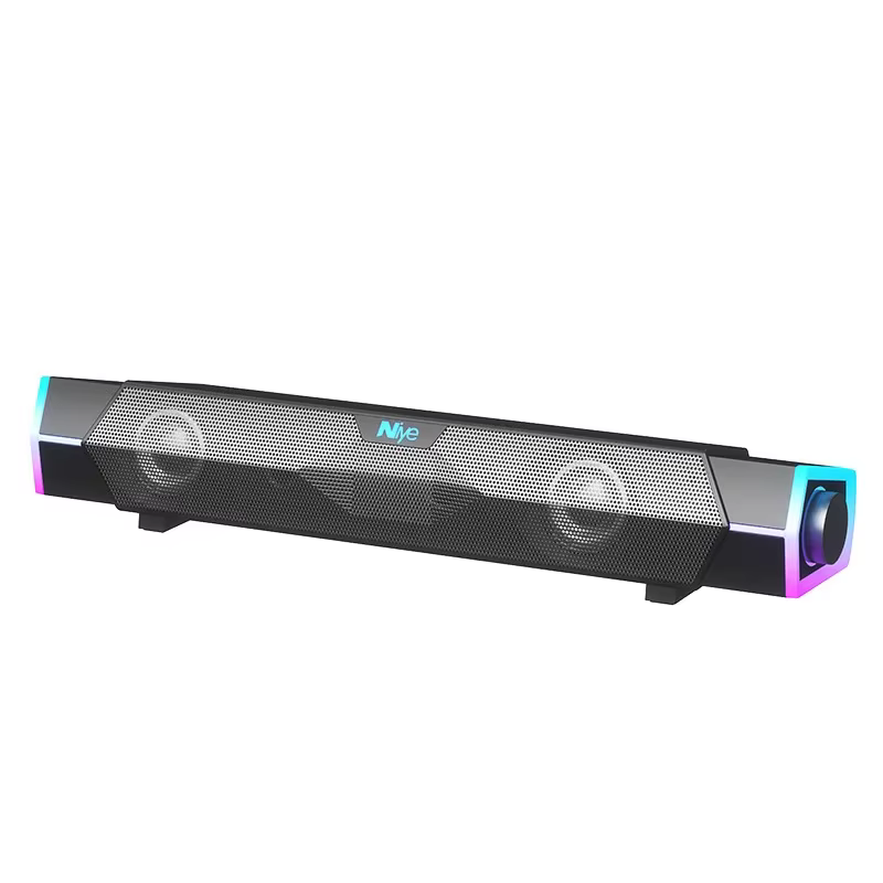 Barre de son pour ordinateur avec Bluetooth 5.0 et filaire, son surround 4D stéréo et caisson de bas