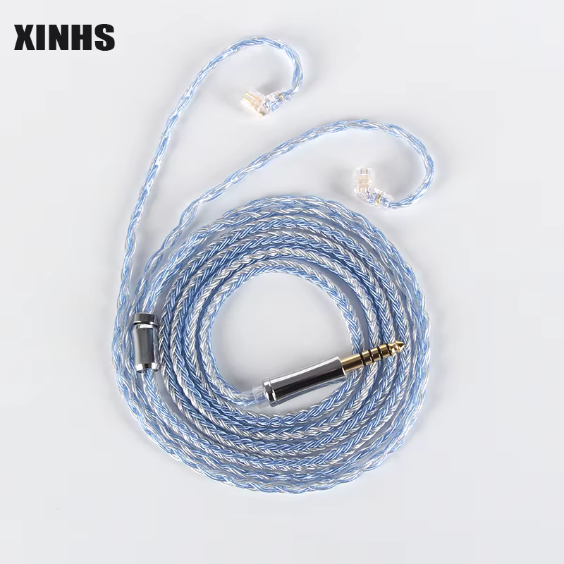 XINHS 16 Core bleu argent mélangé 5N monocristallin cuivre argent plaqué écouteur câble de mise à ni
