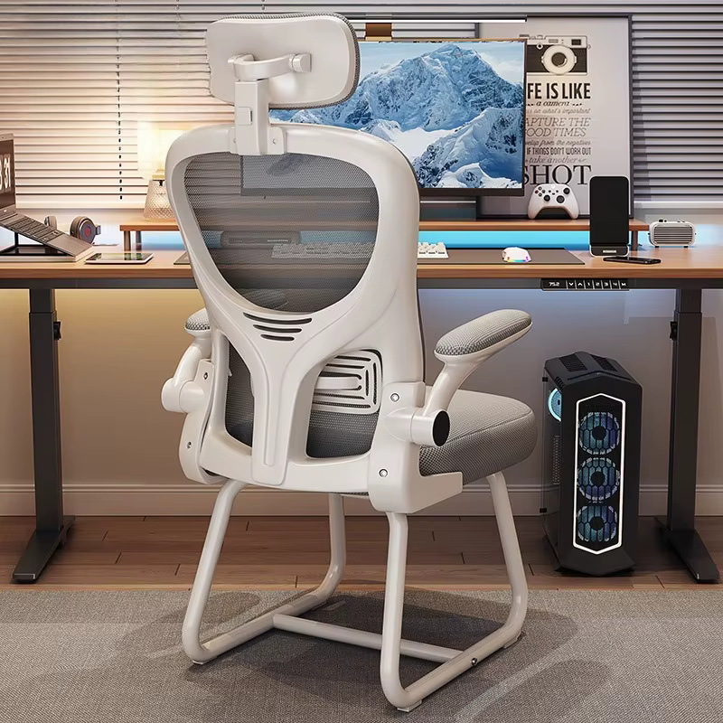 Chaise de bureau ergonomique - Chaise d'ordinateur à dossier haut en maille avec support lombaire et