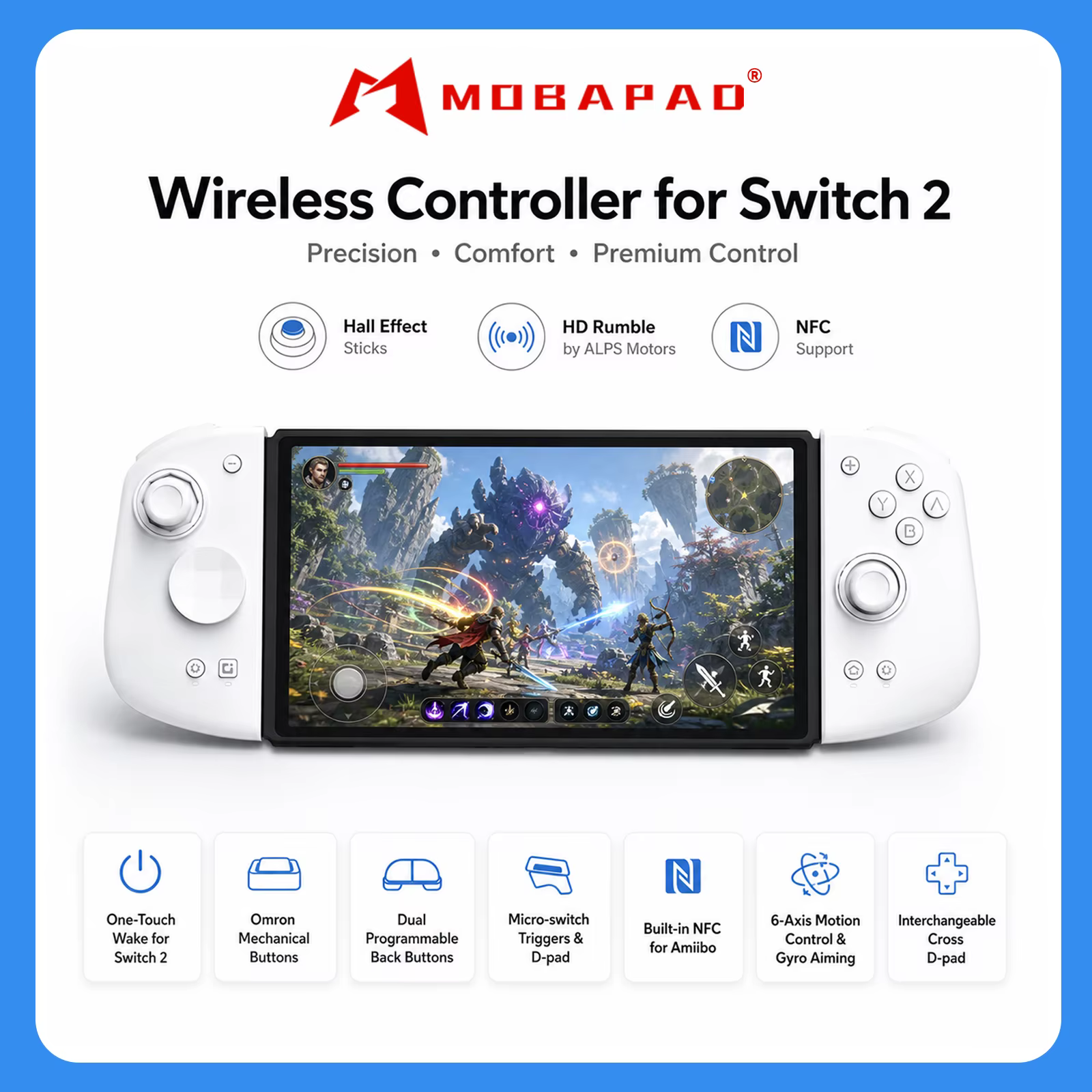 Mobapad M6s/M6 HD pour Nintendo Switch/Switch OLED réglable Joystick effet Hall contrôleur JoyPad panneaux couverture