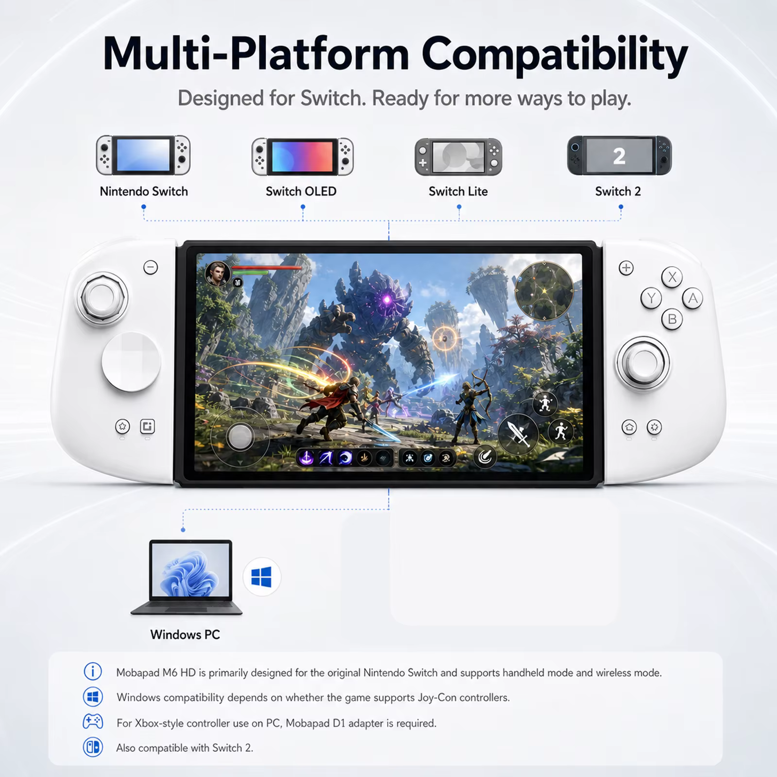 Mobapad M6s/M6 HD pour Nintendo Switch/Switch OLED réglable Joystick effet Hall contrôleur JoyPad panneaux couverture
