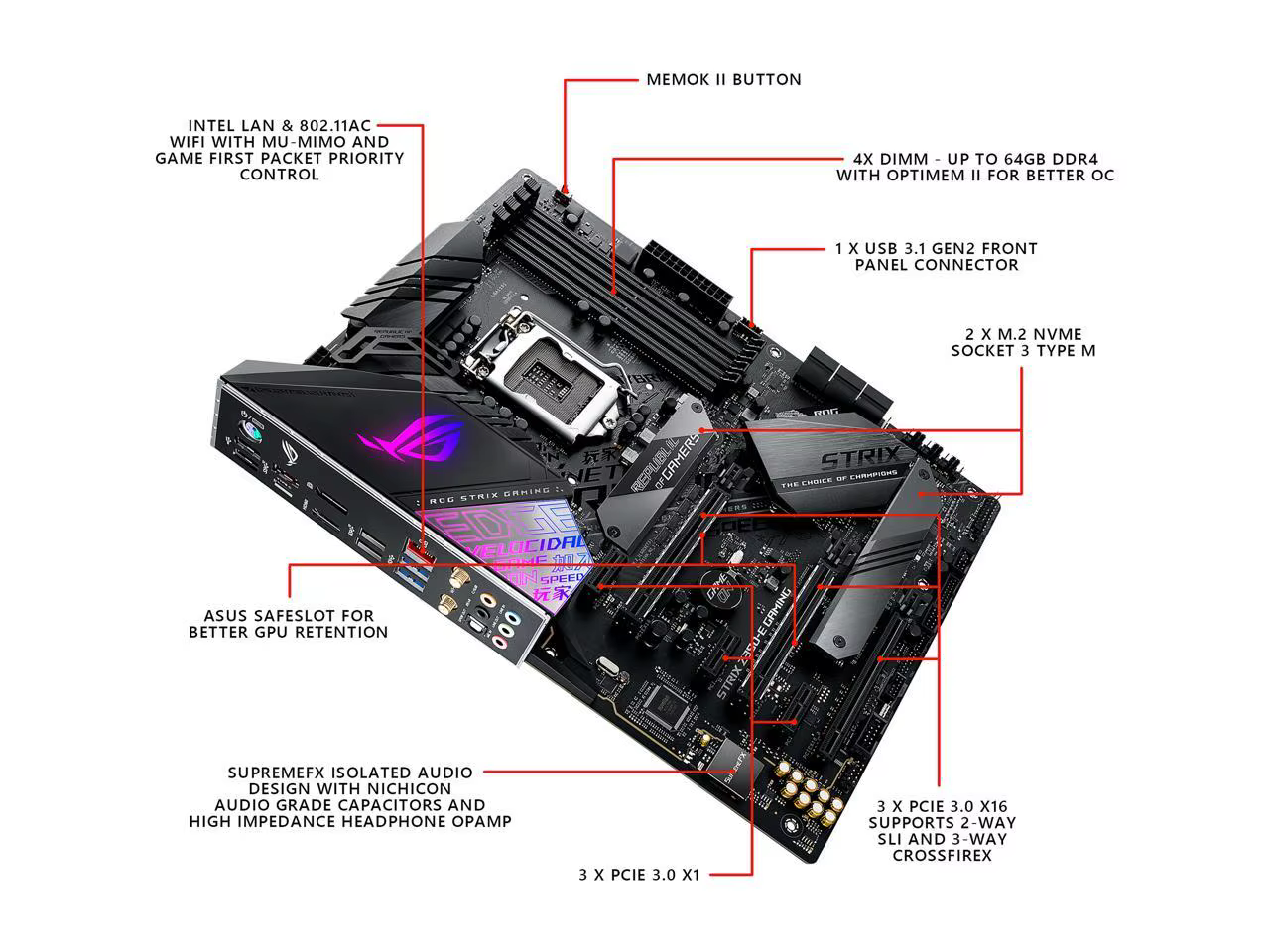 ASUS ROG Strix Z390-E Gaming LGA 1151 (série 300) Intel Z390 SATA 6 Gbumental ATX