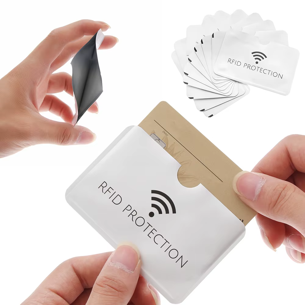Porte-cartes d'identité anti rfid, 10 pièces, argent, délit laser, portefeuille bloquant lecteur, serrure, étui pour cartes bancaires, couvertures