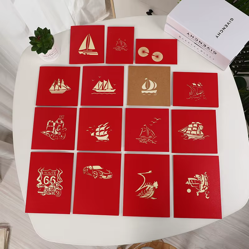 Carte Pop UP 3D, carte d'invitation de vœux joyeux anniversaire, cadeau découpé au Laser, cartes de remerciement, carte postale miniature de véhicule avec enveloppes