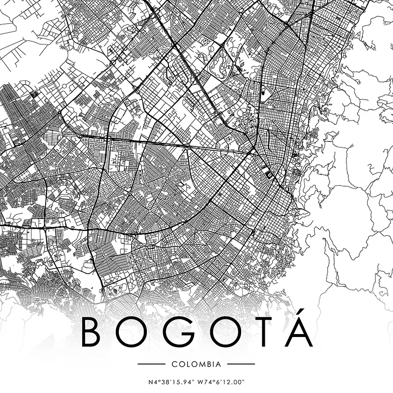 Affiche de carte de ville Bogota, images murales noires et blanches, imprimés de carte de ville Cali, peinture sur toile d'art mural moderne minimaliste, décoration de maison