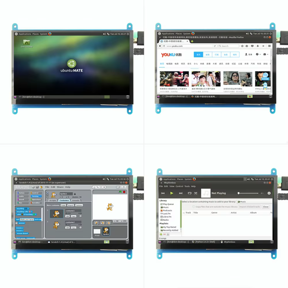 Écran Tactile Portable HD 1024x600 TFT LCD de 7 Pouces