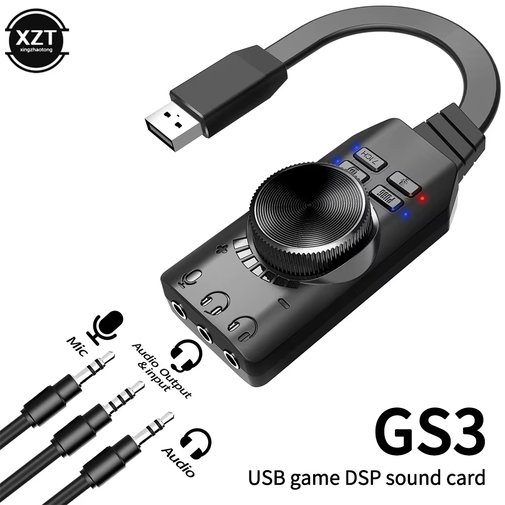 Carte son externe USB vers 3.5mm pour jeu PUBG