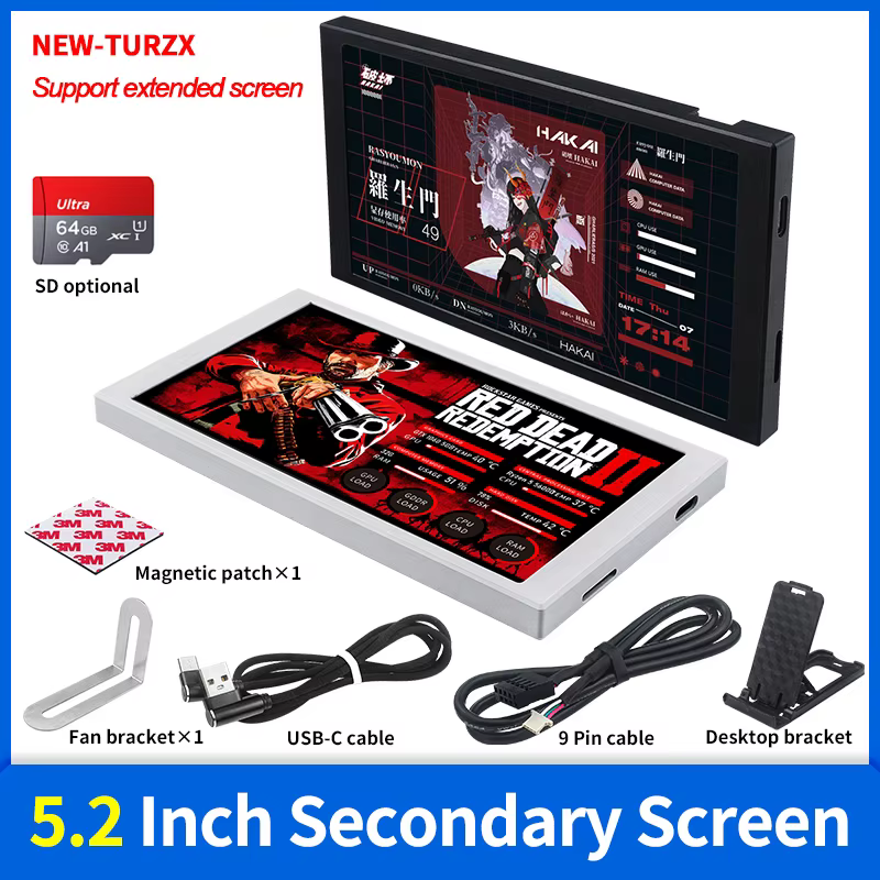 Nouveau 5.2 pouces IPS Type C écran secondaire 1280x720 CPU GPU RAM matériel informatique moniteur prise en charge des Modes de bureau pour Windows
