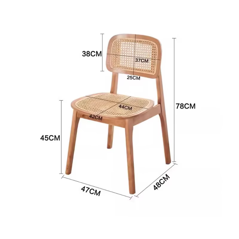 Ensemble de 2 Chaises de salle à manger classiques en rotin rustique, Chaises de salle à manger minimalistes, ergonomiques de qualité supérieure, meubles de maison