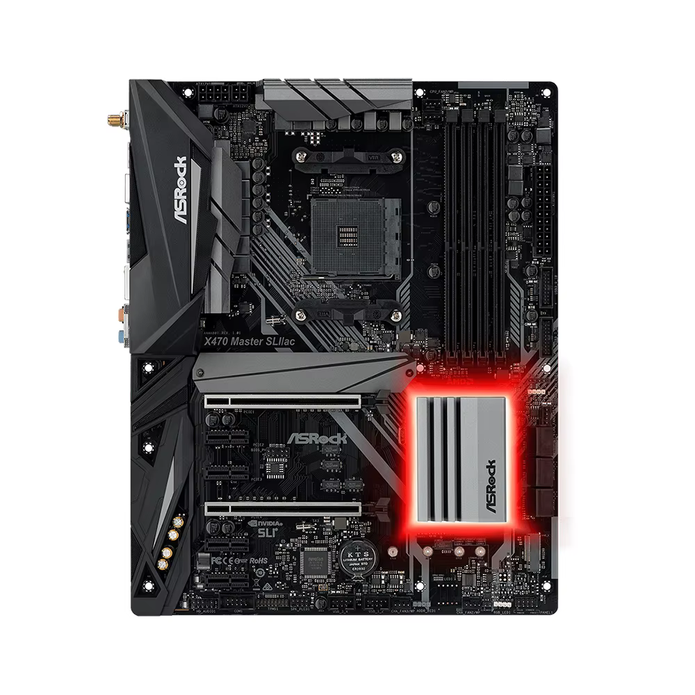 Carte mère ASRock X470 MASTER SLI/AC prenant en charge les processeurs 2600