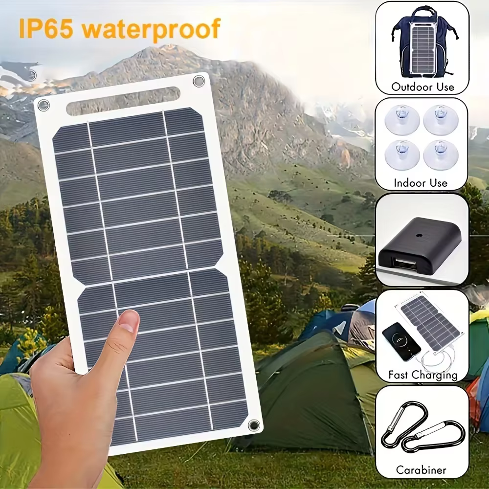 Panneau solaire portable avec USB pour la randonnée en plein air, le camping, la recharge de téléphone portable et de batterie externe