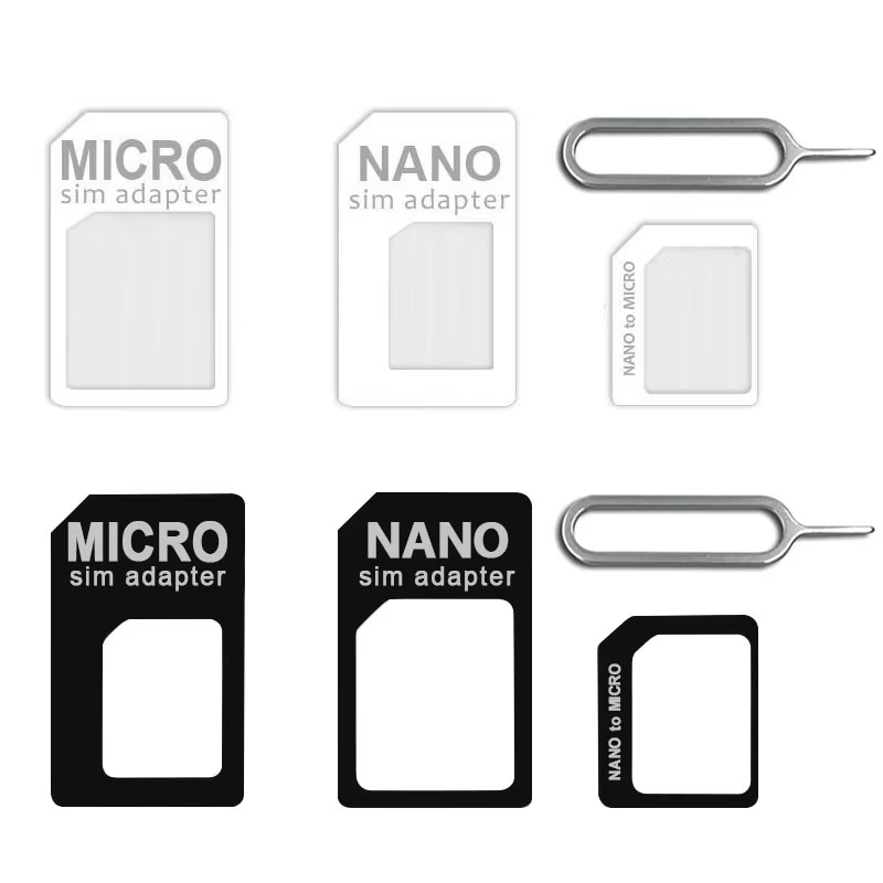 Kit de connecteurs adaptateur de carte Nano SIM 4 en 1, convertisseur de carte Sim Standard Micro sim avec aiguille de carte pour téléphone intelligent, IPhone, tablette