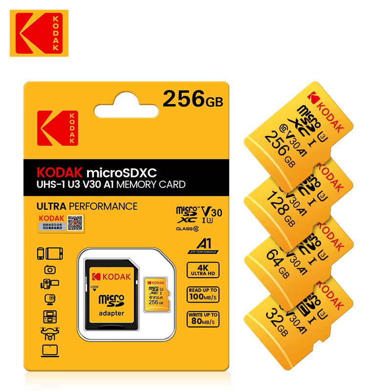 Original Kodak U3 A1 V30 MicroSD 128GB 32GB 64GB 256GB classe 10 cartes 32 64 128