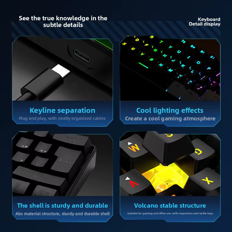 Clavier RGB Gamer 60% Ergonomique Mini PC Blanc
