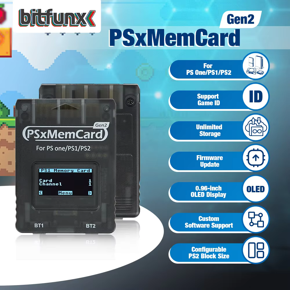 Bitfunx PSxMemCard Gen2 Sd2psXtd pour Stocker les Sauvegardes des Jeux PS1 et PS2 pour Consoles