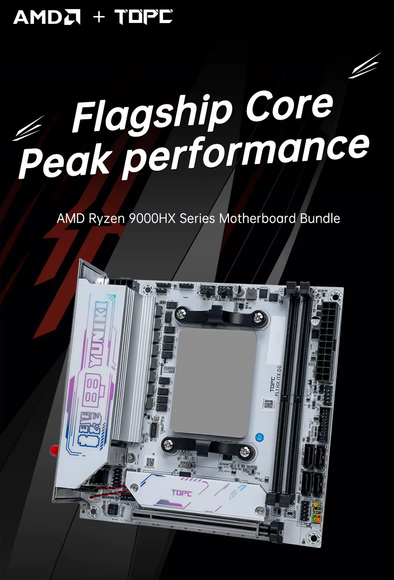 Carte mère ITX TOPC AMD R7 7745HX/R9 7845HX 7945HX 8945HX 9955HX 2*DDR5 2×M.2 SSD 4×SATA3.0 2.5G LAN WiFi6 BT5.3 Gaming