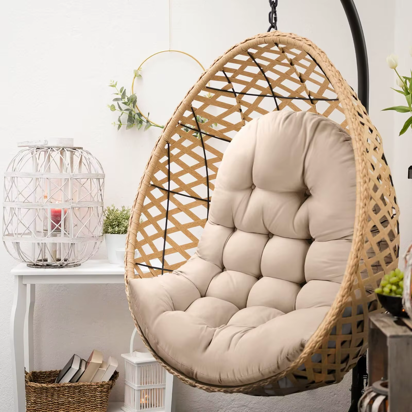 Coussins de chaise en forme d'œuf, pour mobilier d'extérieur, imperméable, remplacement pour chaises suspendues, balançoire en forme de U, Cuhsion
