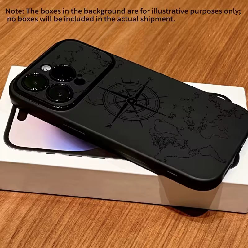 Coque de téléphone pour iPhone 11, iPhone 15, 16, 17 Pro Max, 14, 13, 12, X, XS, XR Plus, Air – Motif Boussole Créatif, Housse Souple Antichoc