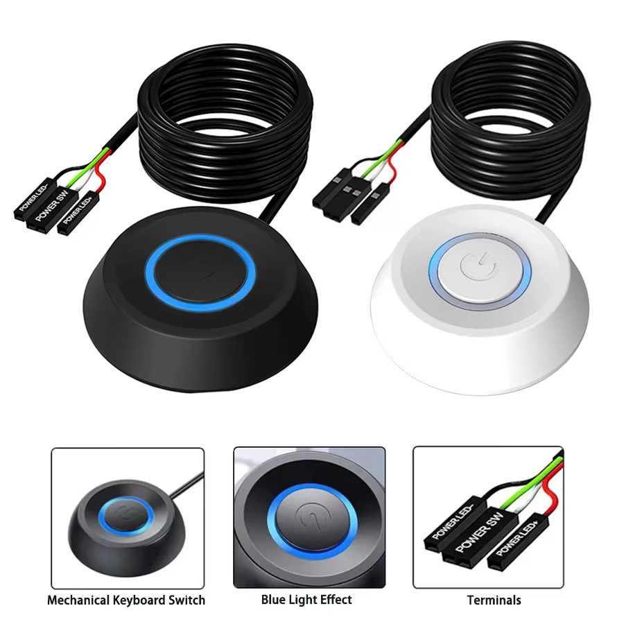 1.8M ordinateur de bureau rallonge câble interrupteur rond
