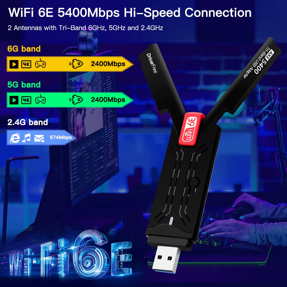 Adaptateur sans fil WiFi6E AX5400 USB 3.0