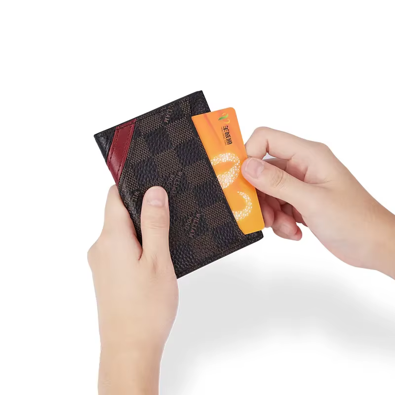 Portefeuille Ultra-fin pour hommes, porte-carte bancaire, Mini porte-cartes en cuir, étui à documents Simple, porte-cartes de crédit pour hommes