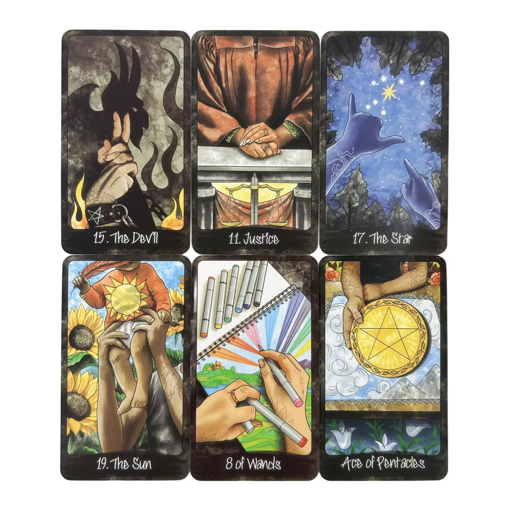 Out Of Hand Tarot Deck, jeu de 78 cartes de tarot, jeu de divination artistique unique, jeu de tarot complet en anglais, mystérieux