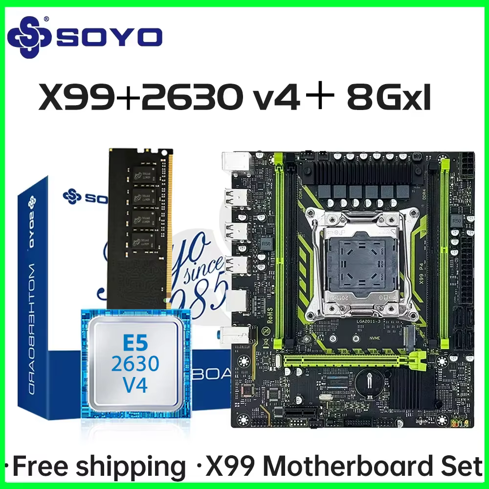 Ensemble de carte mère SOYO X99 avec processeur LGA2011-3 Xeon E5 2630 V4