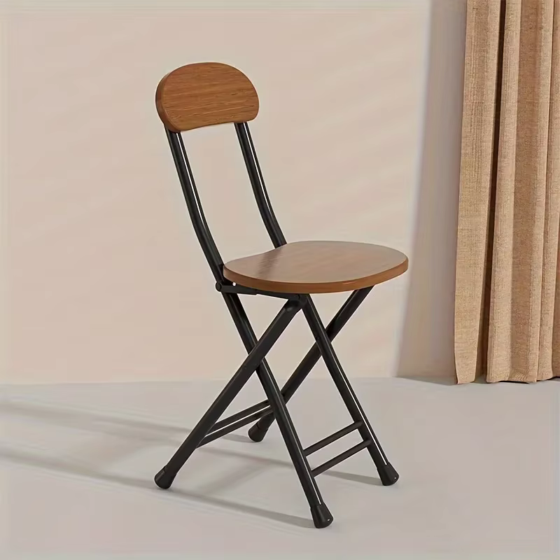 Chaise pliante de Style classique avec siège ovale, Portable, aucun assemblage nécessaire, cadre métallique Durable, Construction en bois dur pour la maison, 1 pièce
