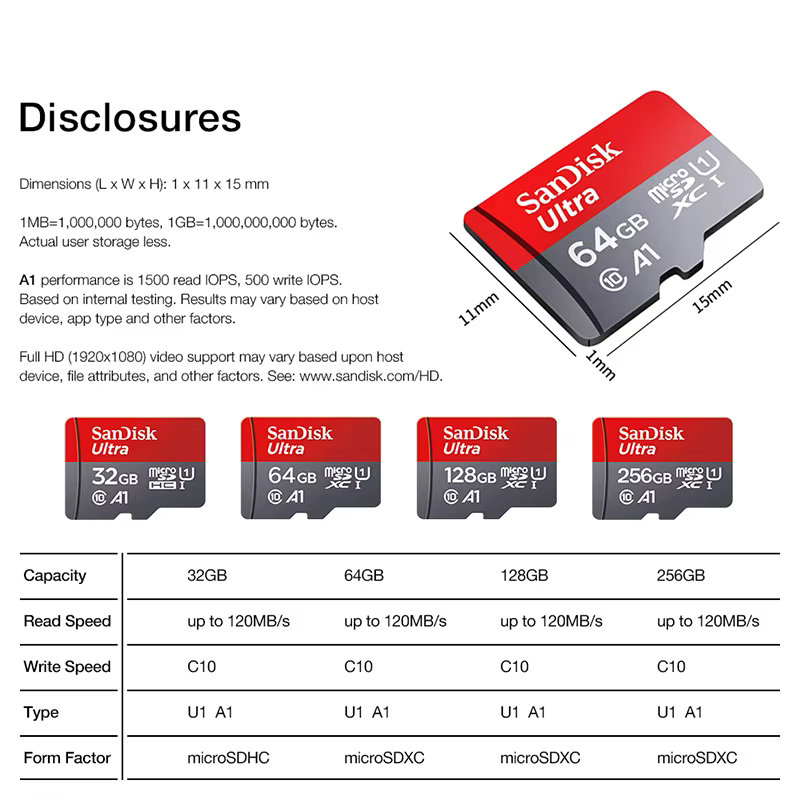 Ultra microsd 128GB 32GB 64GB 256GB 512GB A1 carte Micro SD SD TF
