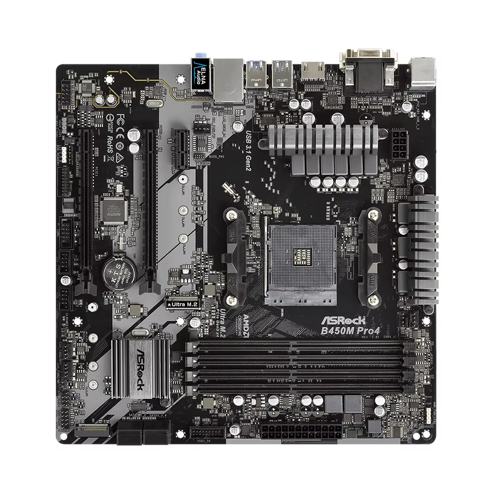 ASRock B450M PRO4 carte mère prend en charge 5950X 5800X3D 5700X3D 5600X 5600G 1700X 2700X CPU AM4 AMD 4xDDR4 3200MHz