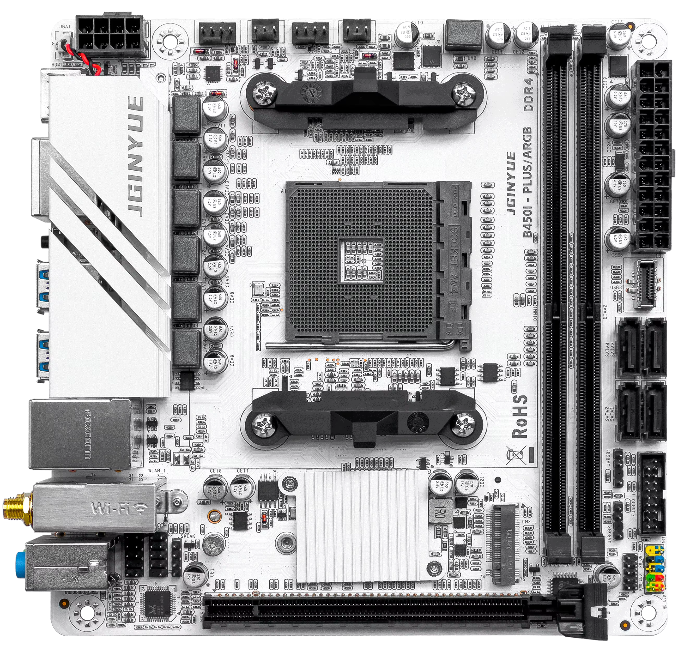 JGINYUE AMD AM4 ITX carte mère prend en charge Ryzen R3 R5 R7 1/2/3/4/5 série CPU DDR4 RAM ordinateur de bureau PCI-E 3.0 B450I-PLUS ARGB MB
