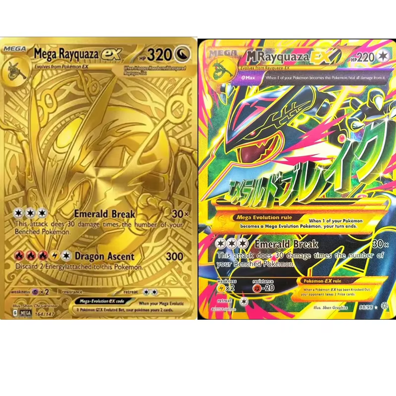 Carte Pokémon DIY Série Rayquaza Mega Rayquaza or 164/147 Rayquaza ex Rayquaza Vmax Collection anglaise japonaise Carte d'anime