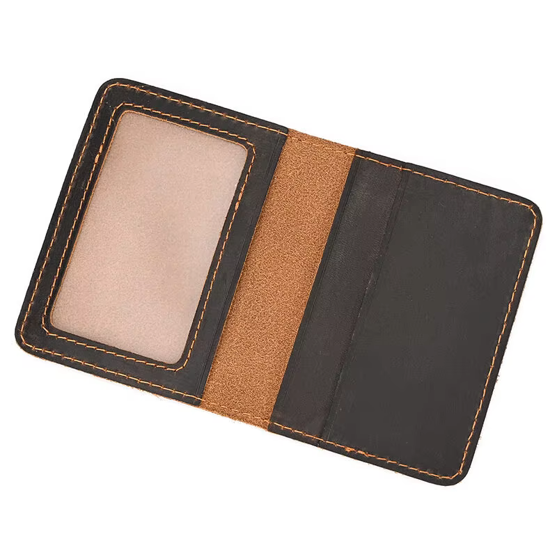 Sac à cartes rétro simple pour hommes, porte-cartes de crédit, fait à la main, court, ultra fin, mince, portable, en cuir de cheval, housse d'identité, poudres