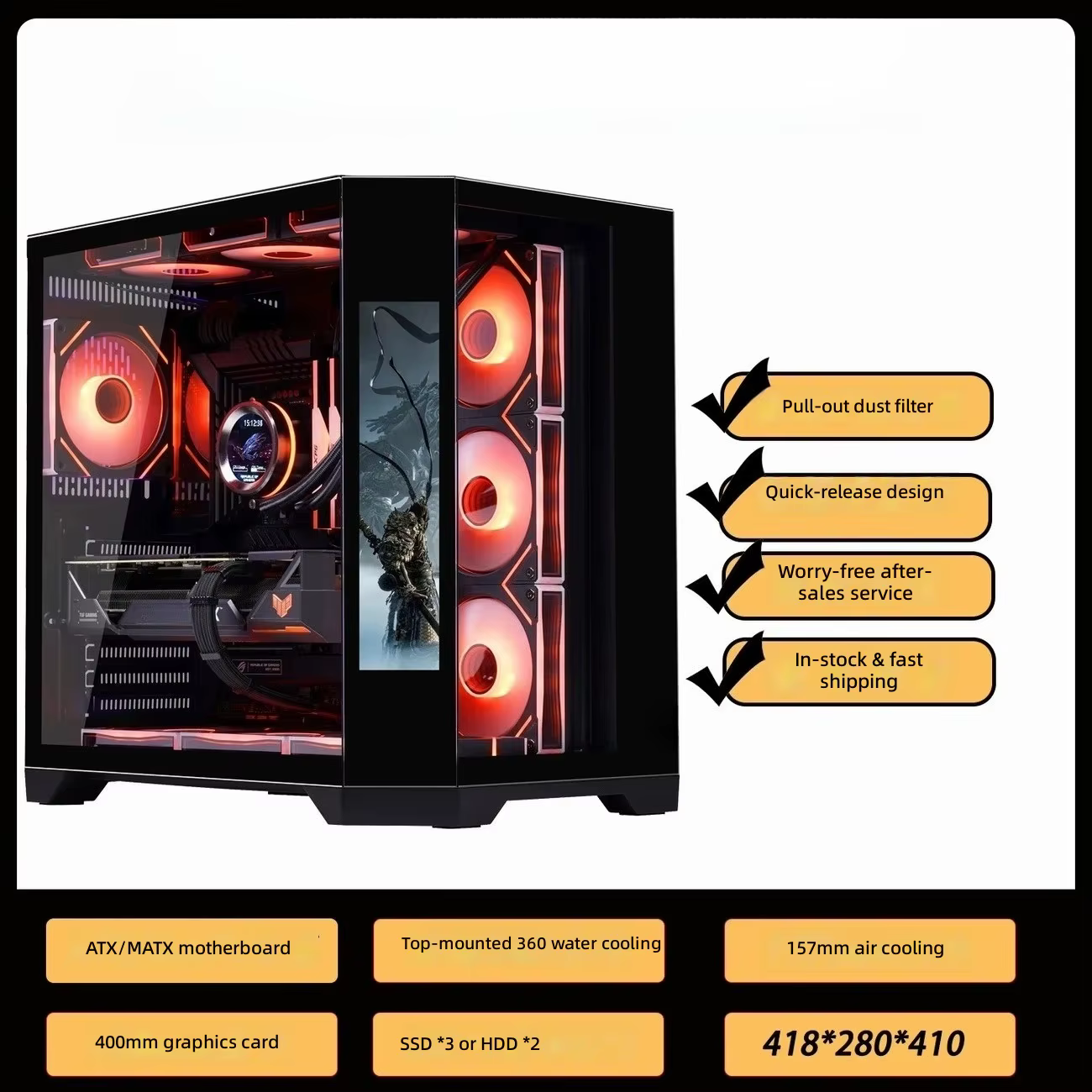 Boîtier PC Gaming avec écran LCD