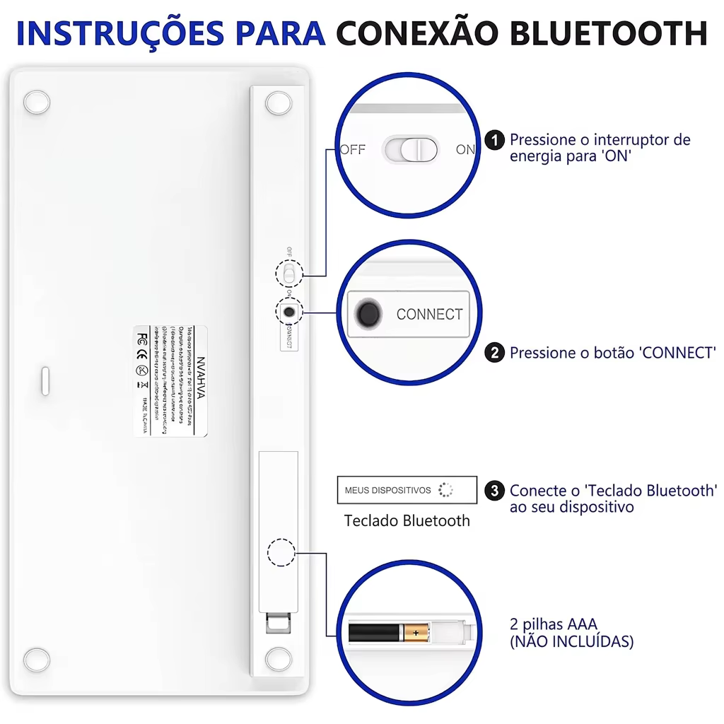 Clavier Bluetooth portugais (Brésil) sans fil, portable, ultra fin, silencieux, pour Mac, iPad, iPhone, iOS, Android, Windows, Smart