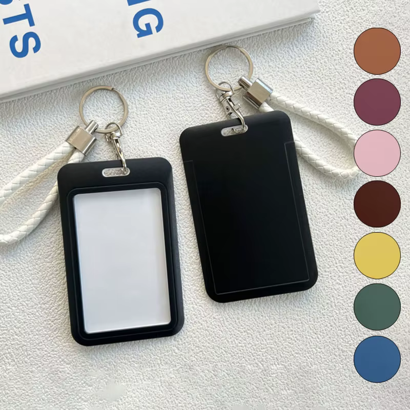 Housse de protection pour carte d'identité, porte-clés simple de couleur unie, porte d'accès scolaire, porte-carte de crédit, sac multifonctionnel