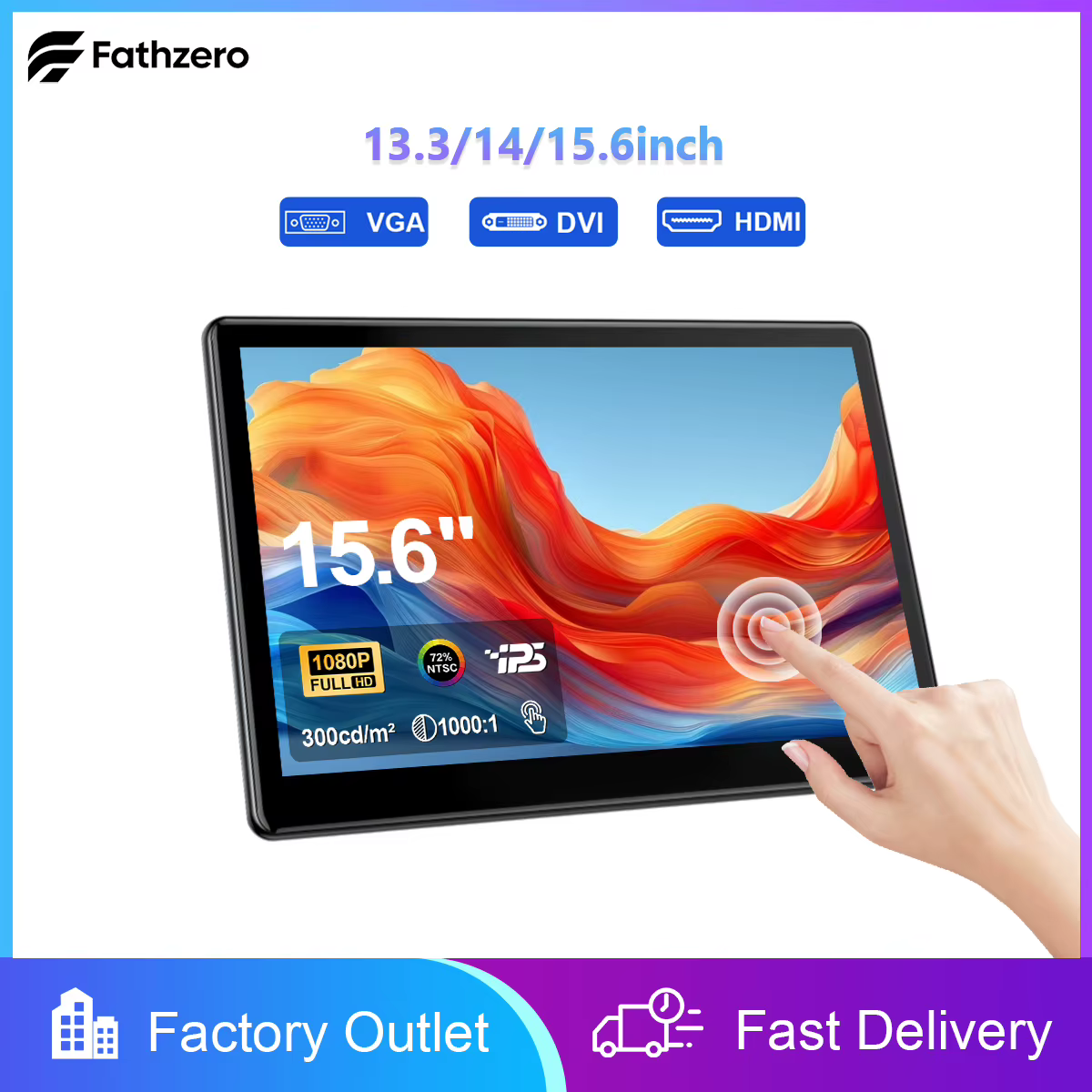 Moniteur à écran tactile Portable 13.3/14/15.6 pouces