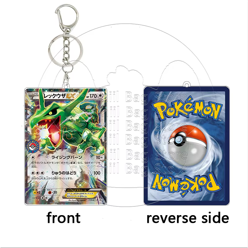 Porte-clés en acrylique Rayquaza, pendentif de sac pour garçon, personnages de dessins animés, accessoires de collection, cadeau d'anniversaire, pour cartes d'étudiant et jeux Pokémon