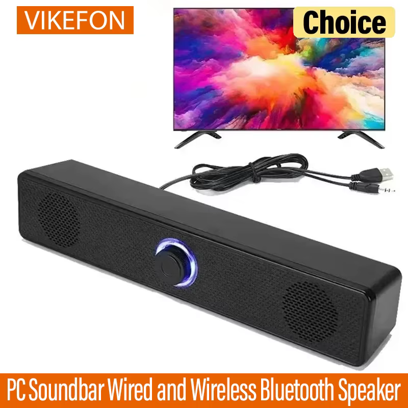 Barre de son pour PC, haut-parleur Bluetooth filaire et sans fil