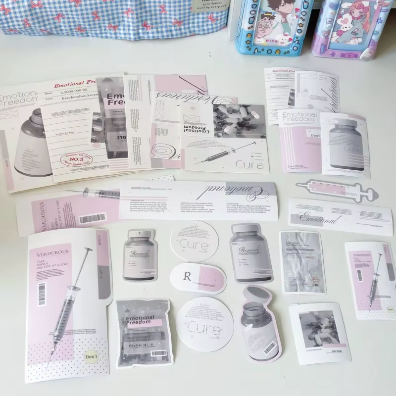 Kit d'emballage pour scrapbooking INS : Adhésifs et étiquettes pour cartes photo, style coréen, pour journalisation DIY et fournitures de fabrication de cartes