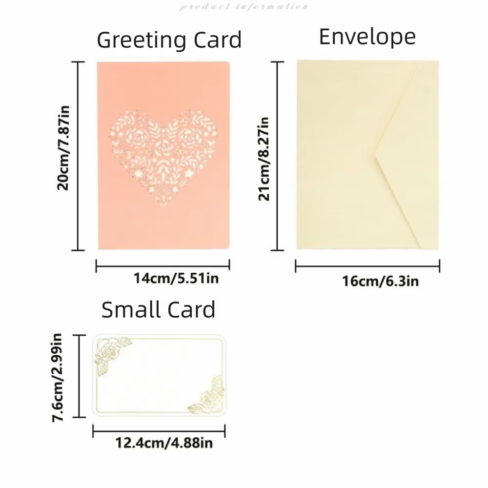 Carte de vœux romantique 3D en forme de rose, élégante carte de vœux 3D avec fleurs, invitation pliable pour la Saint-Valentin