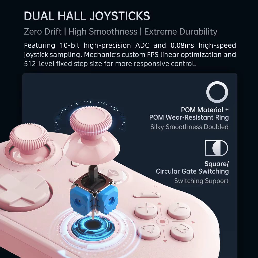 MACHENIKE G1 contrôleur de jeu sans fil avec fréquence d'érollage 1K effet Hall déclencheur Joystick pour Nintendo Switch PC iOS Android